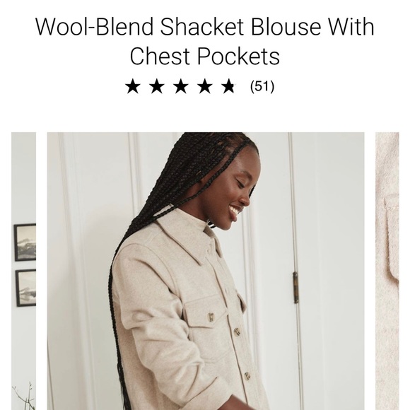 Aritzia Ganna Dupe Cream Shacket Wool Blend - Picture 2 of 4